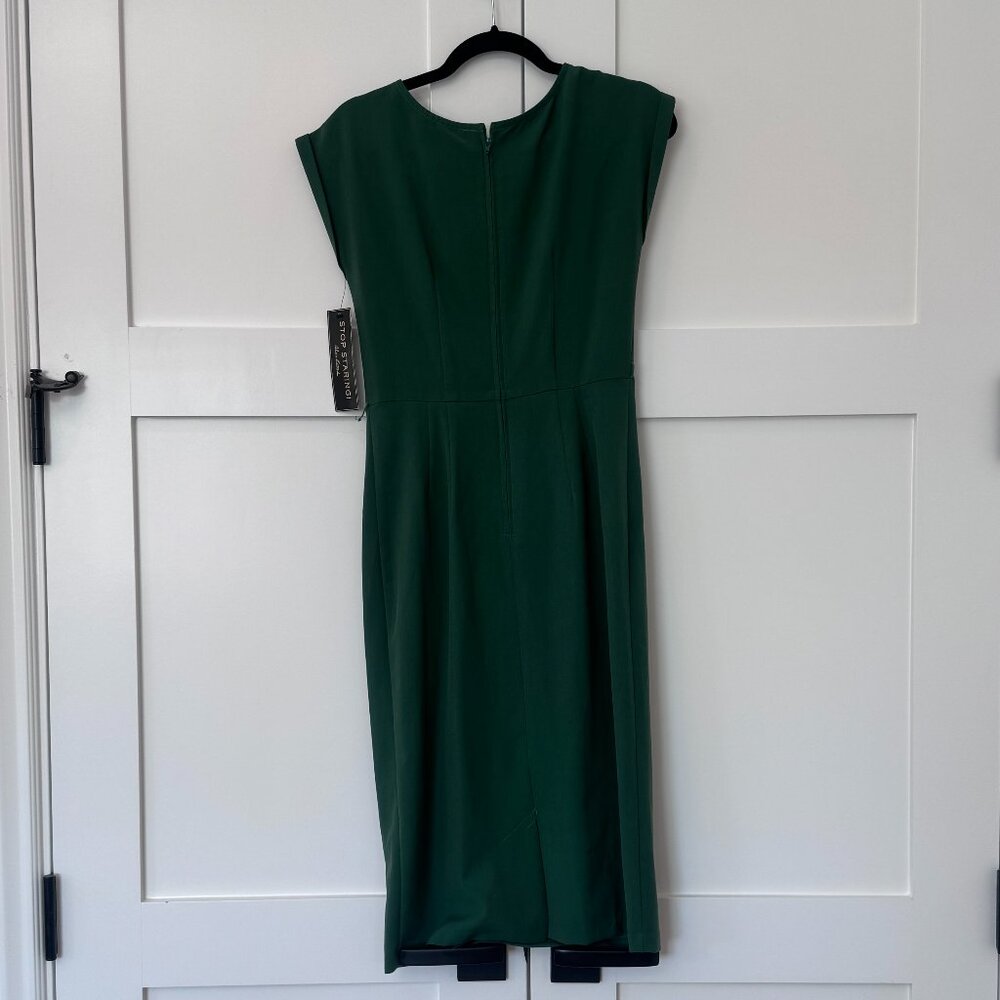 Stop Staring Green Ruched Peplum Sheath Dress NWT Medium - Picture 8 of 10